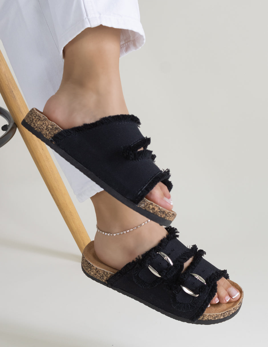 Sandalias de piso BIRTE en Textil - Negro