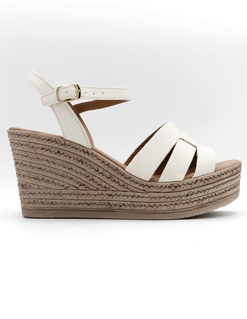 Sandalias con plataforma Hand made en Piel vegana – Blanco