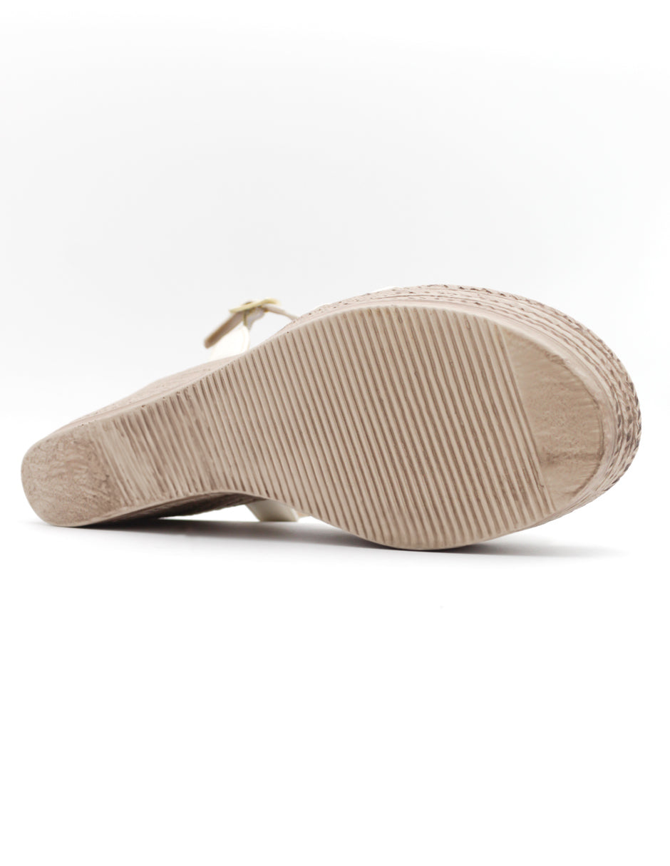 Sandalias con plataforma Hand made en Piel vegana – Blanco