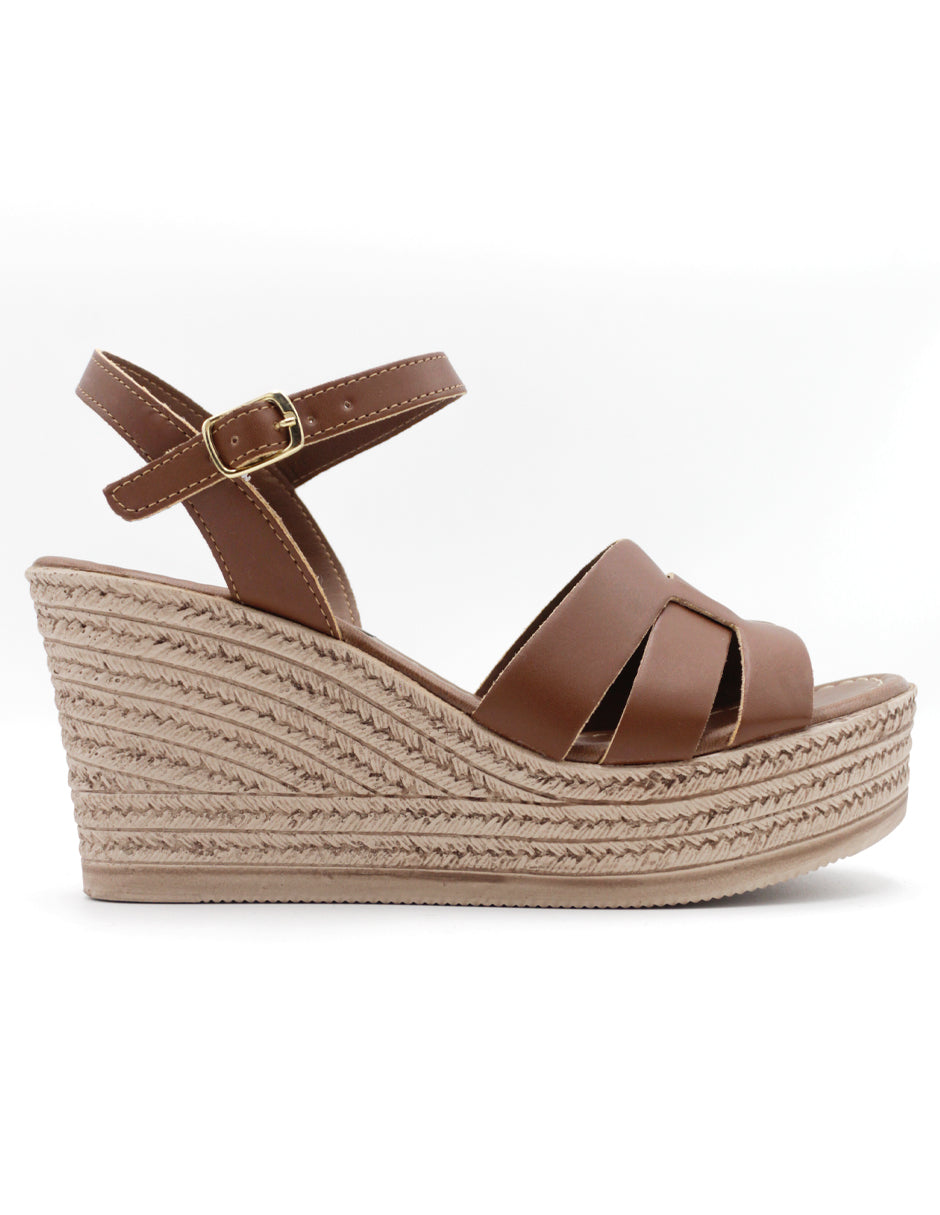Sandalias con plataforma  en Piel vegana – Café