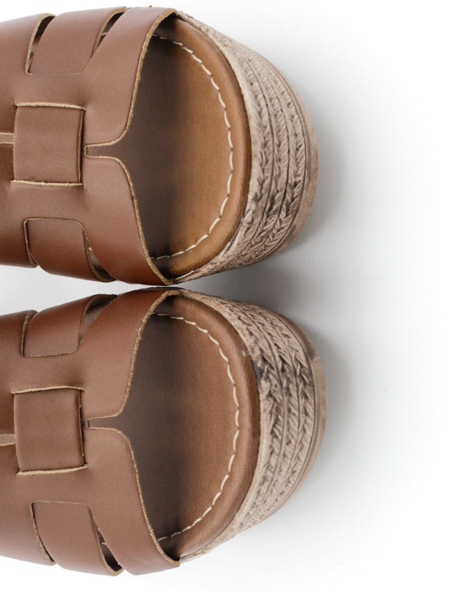 Sandalias con plataforma  en Piel vegana – Café