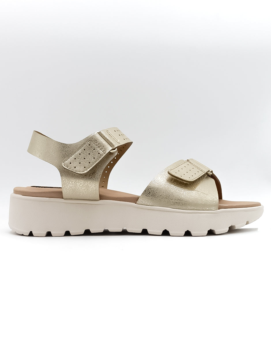 Sandalias de piso  en Piel vegana – Dorado