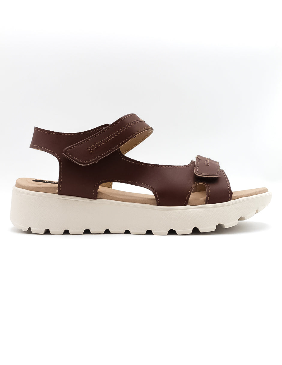Sandalias con plataforma  en Piel vegana – Café