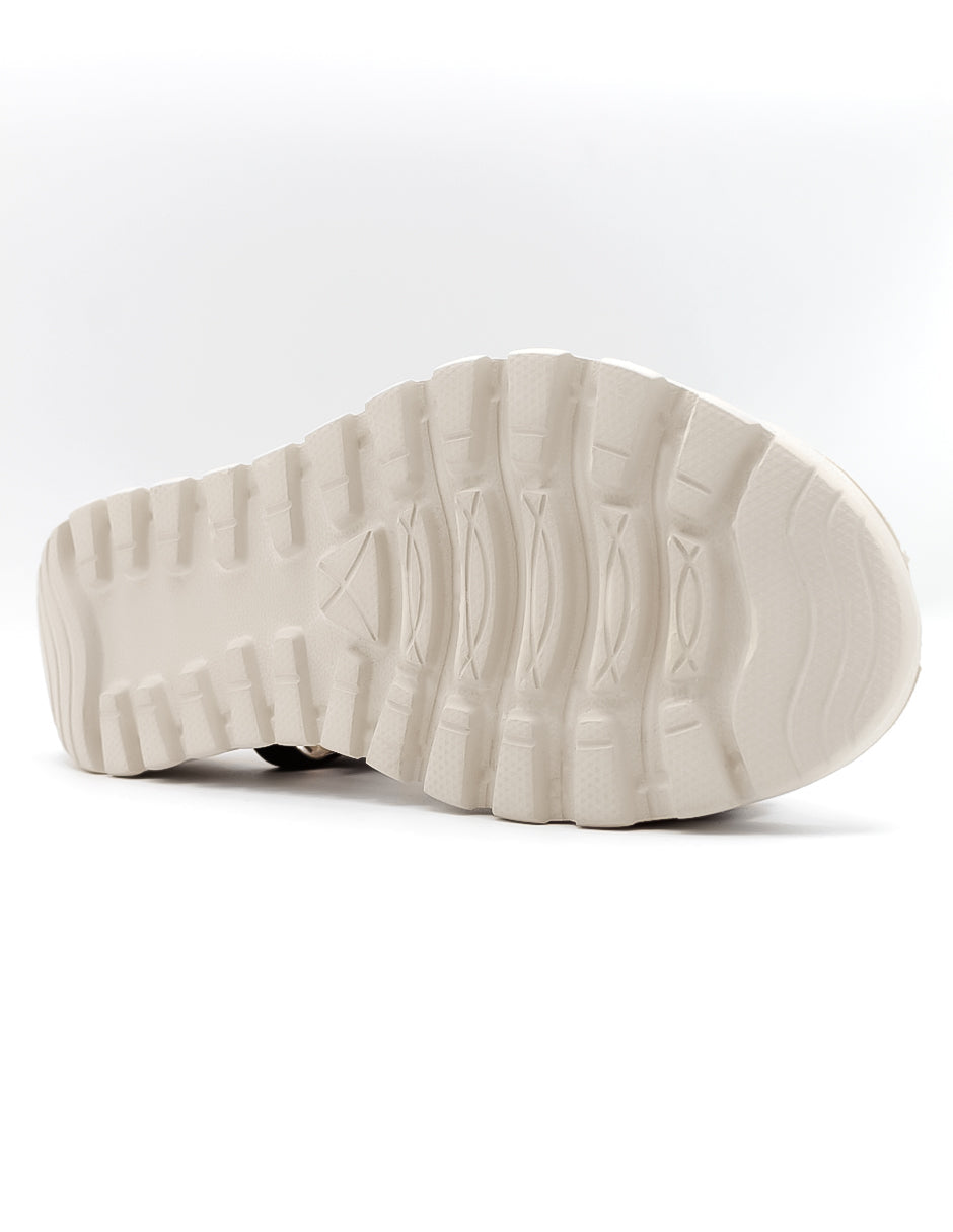 Sandalias con plataforma  en Piel vegana – Café