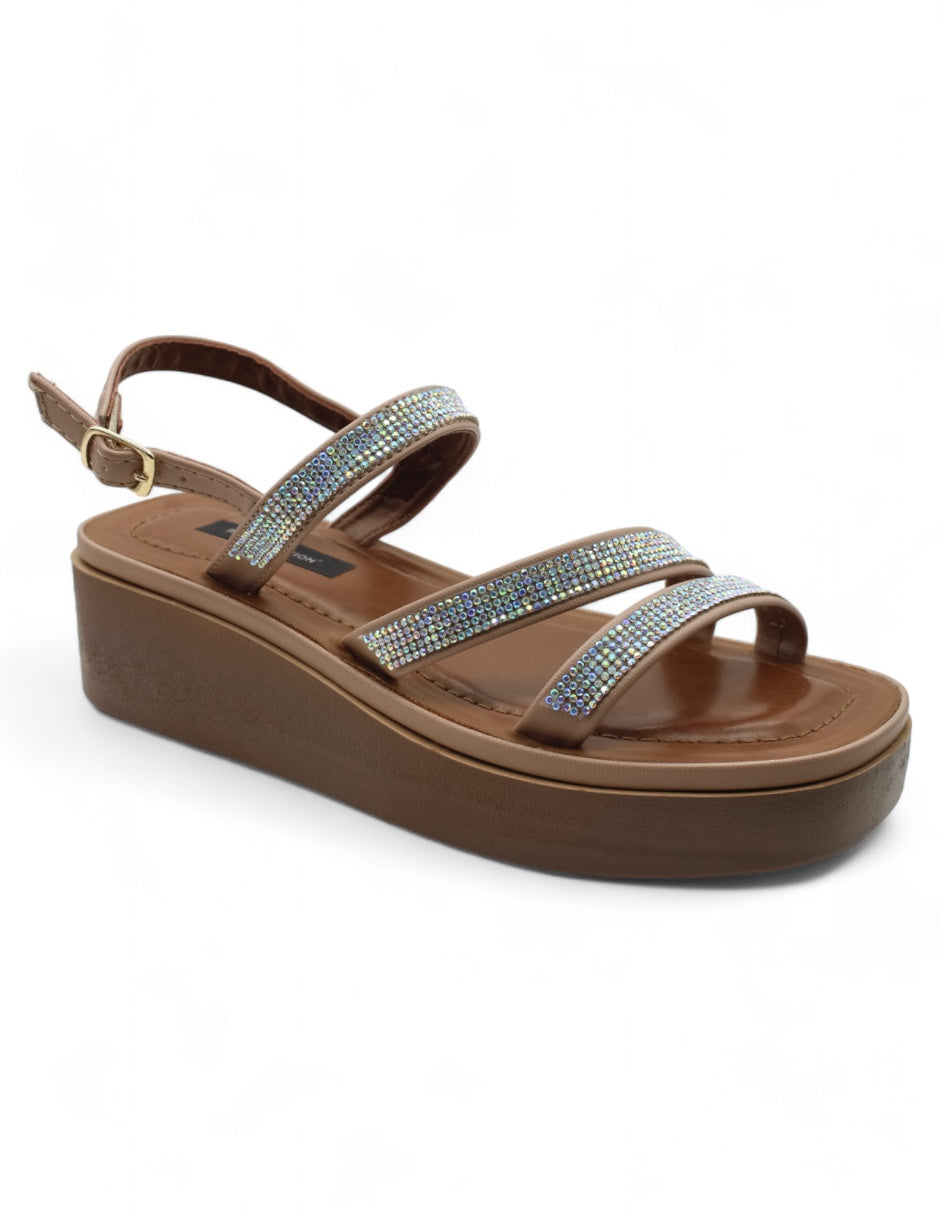 Sandalias con plataforma Exterior Piel vegana Color Beige Para Mujer De RBCOLLECTION