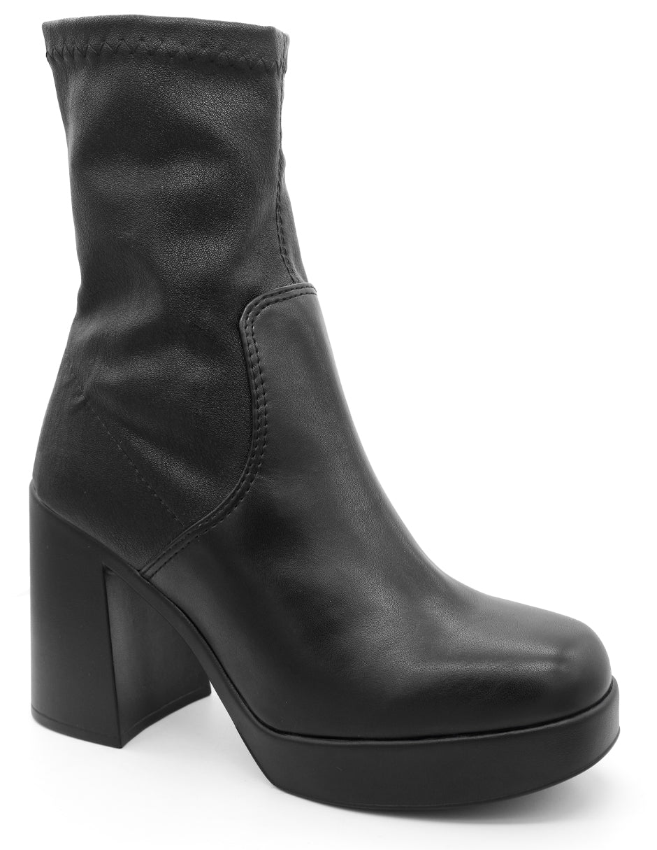 Botín con tacón Exterior Piel vegana Color Negro Para Mujer De RBCOLLECTION