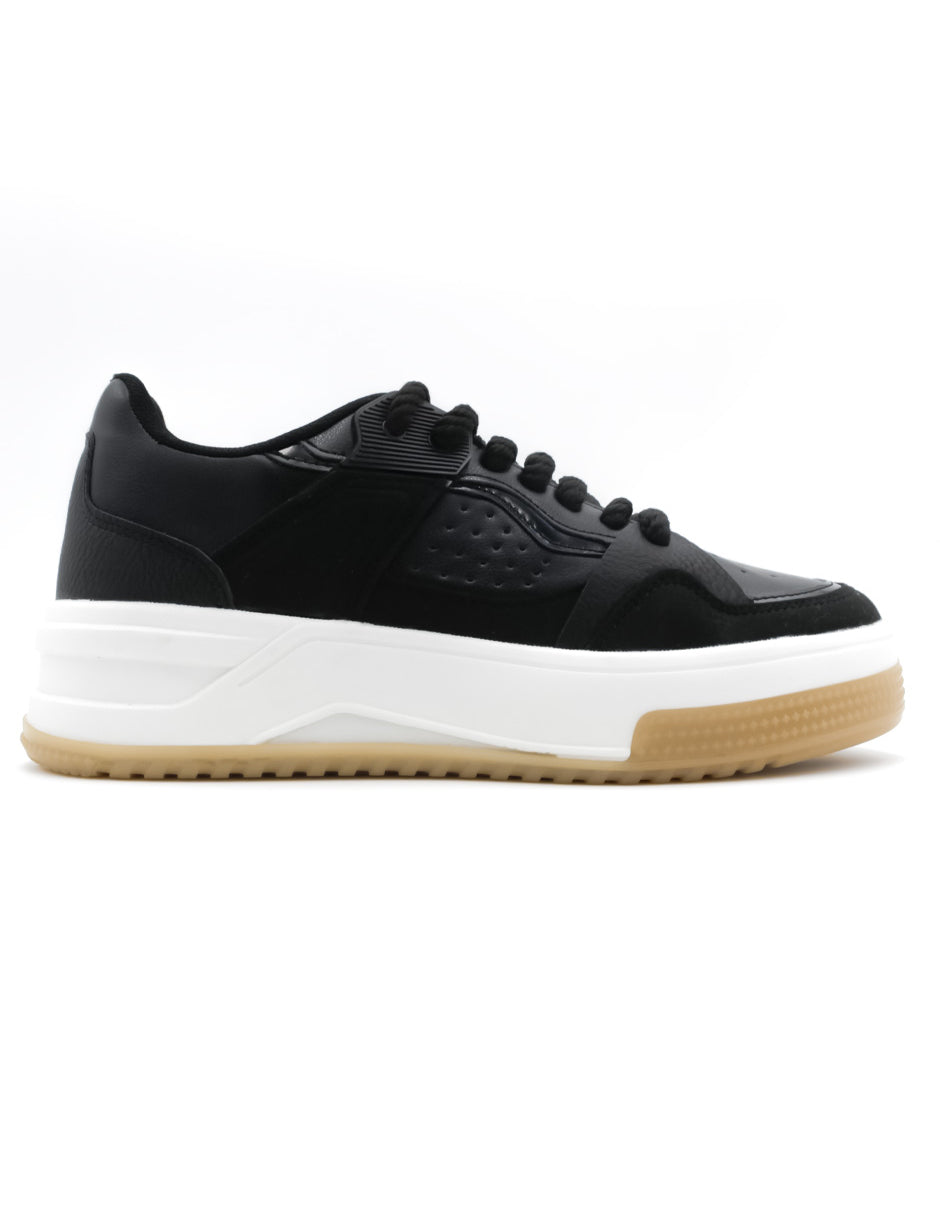 Tenis con Cordones  STAR en Piel Vegana  - Negro