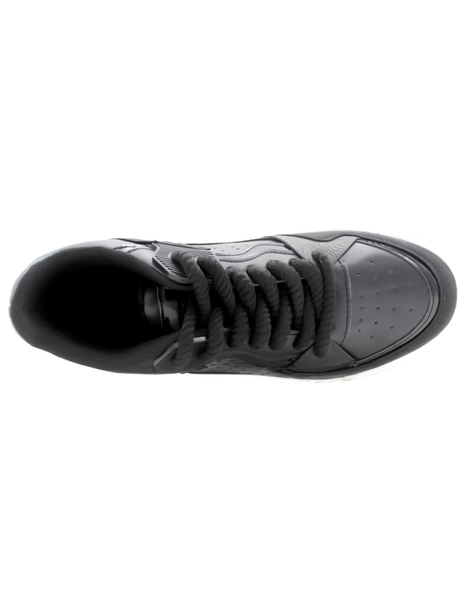 Tenis con Cordones  STAR en Piel Vegana  - Negro