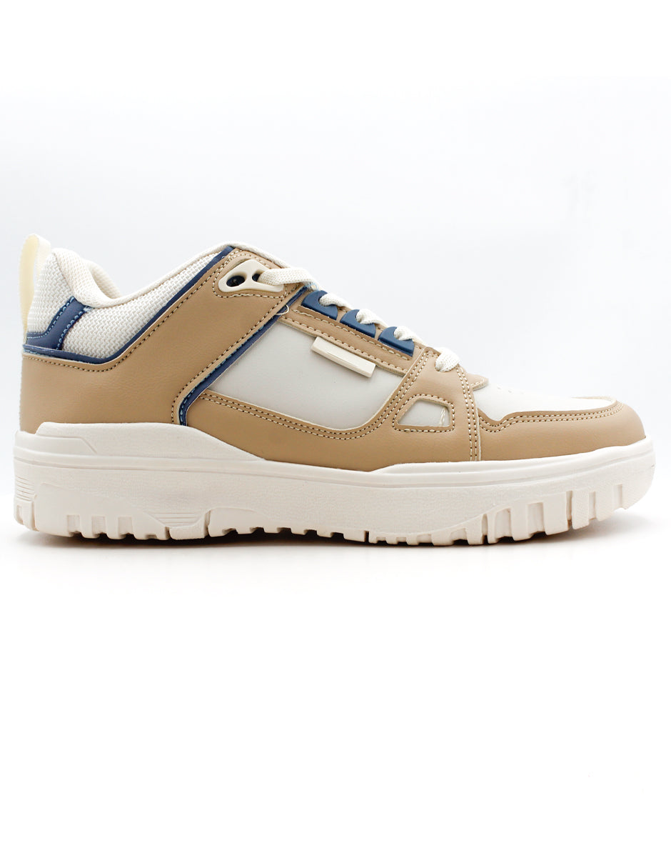 Tenis con cordones  TRX en Piel Vegana  - Beige
