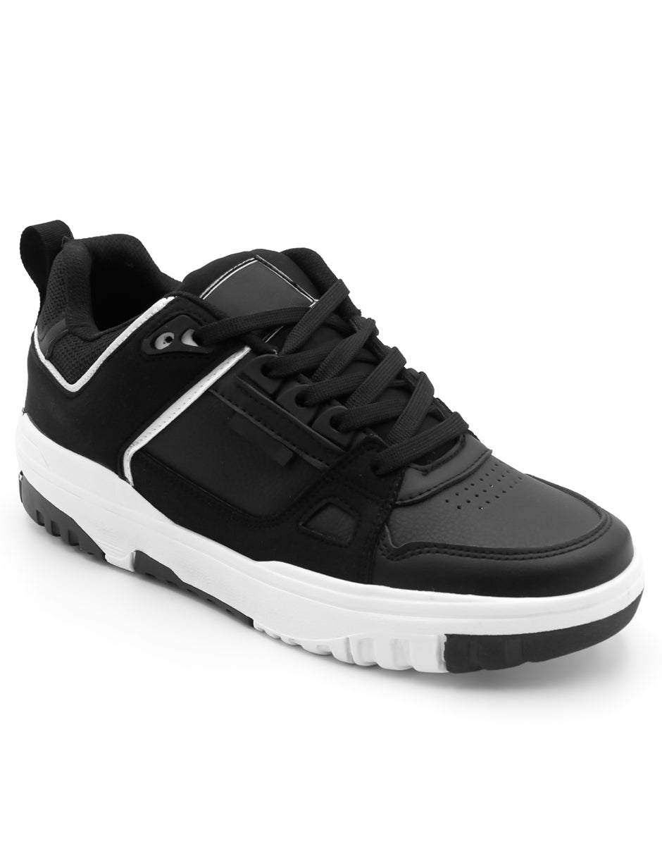 Tenis con cordones Exterior Piel Vegana  Color Negro Para Mujer De RBCOLLECTION