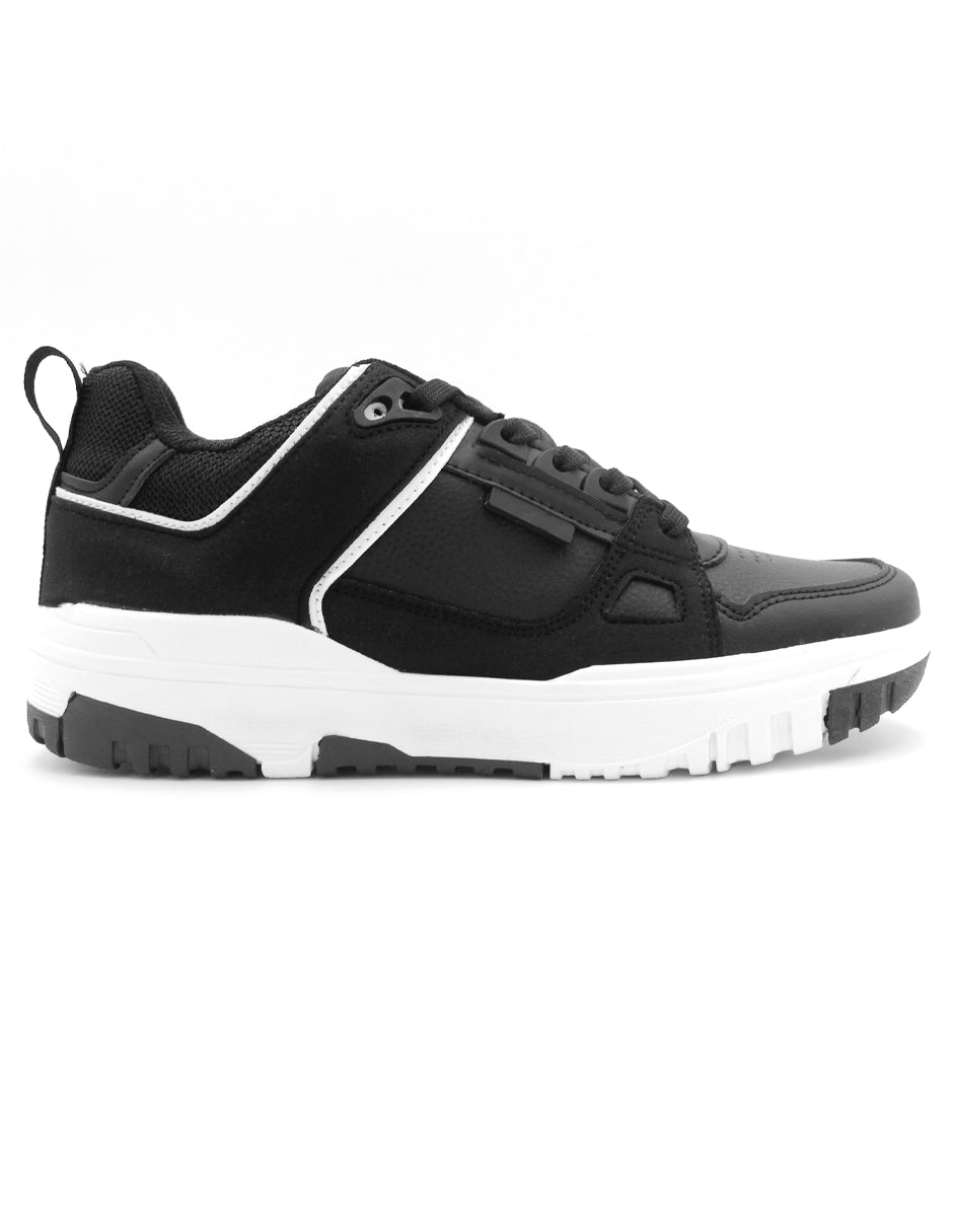 Tenis con cordones  TRX en Piel Vegana  - Negro