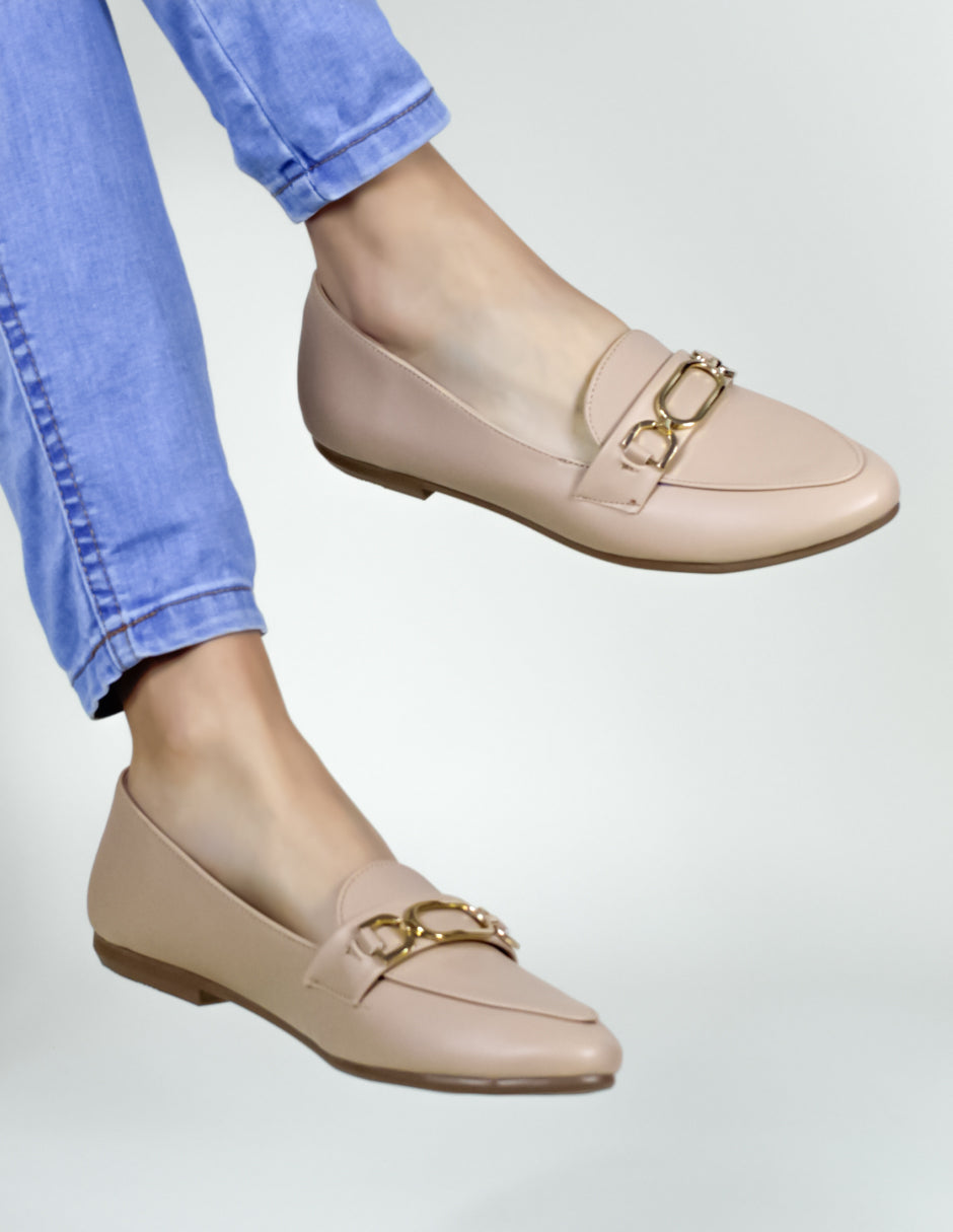 Mocasines en Piel vegana - Beige