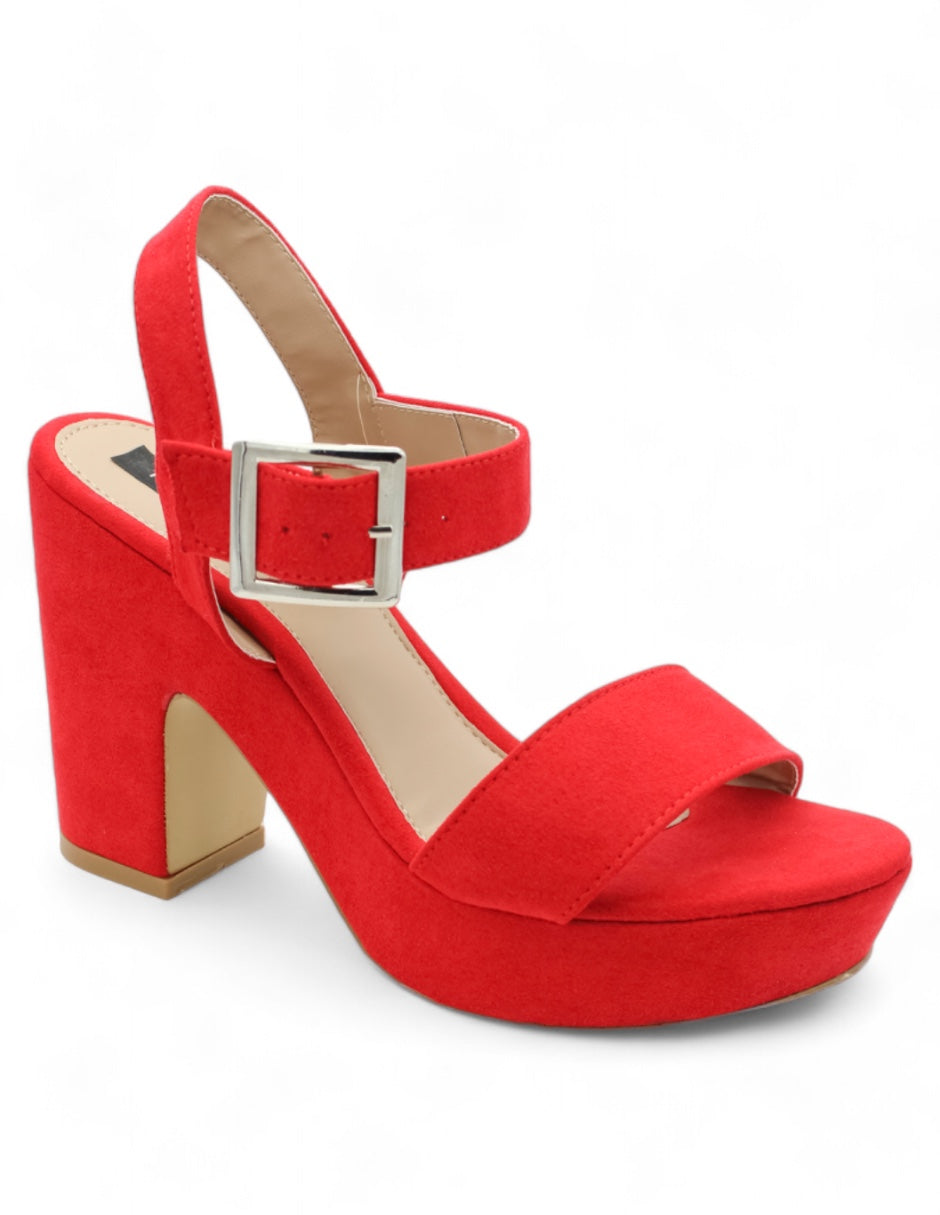 Sandalia con tacón Exterior Gamuza sintética Color Rojo Para Mujer De RBCOLLECTION