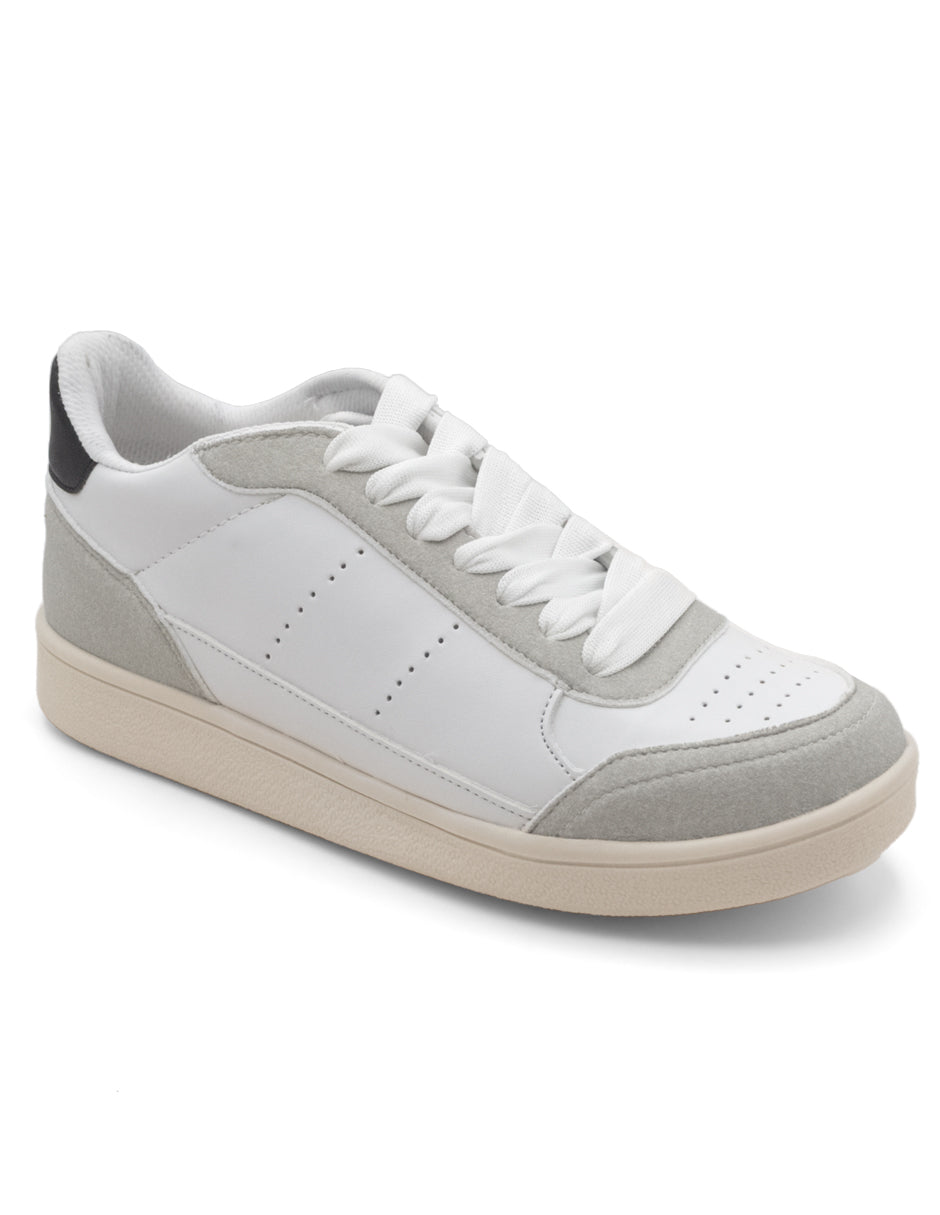 Tenis con Cordones Exterior Piel Vegana  Color Blanco Para Mujer De RBBASICS