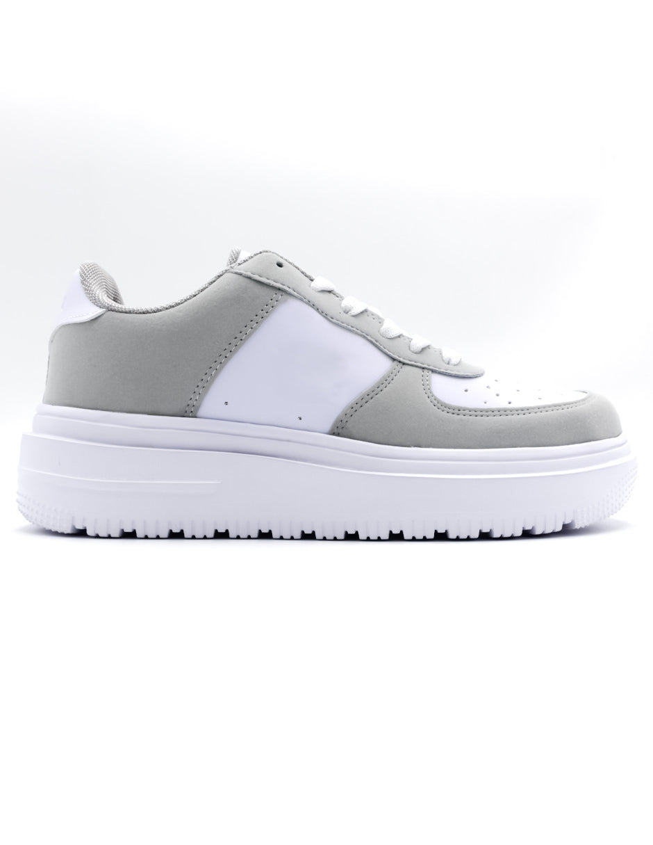 Tenis con cordones  M&K en Piel Vegana  - Blanco