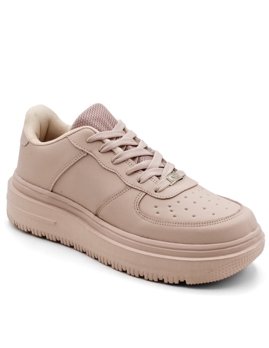 Tenis con Cordones Exterior Piel Vegana  Color Rosa Para Mujer De RBBASICS