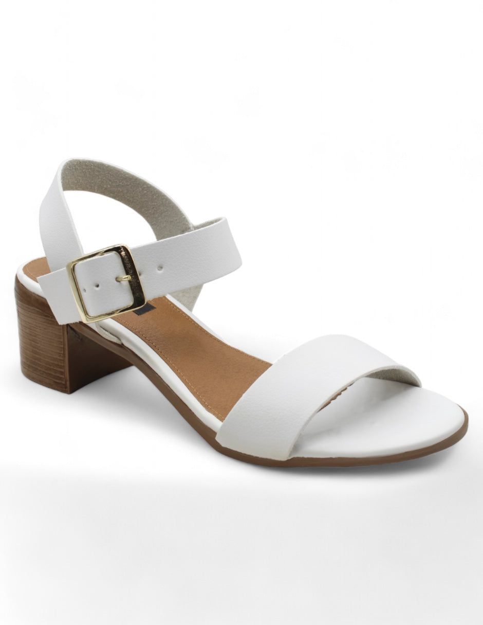 Sandalia con tacón Exterior Piel vegana Color Blanco Para Mujer De RBCOLLECTION