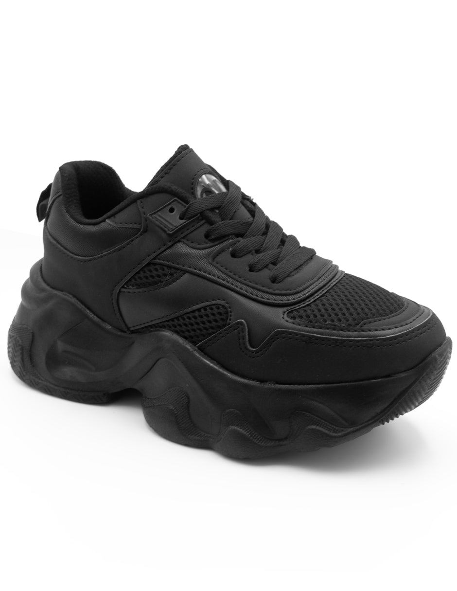 Tenis tipo Deportivo Exterior Piel Vegana  Color Negro Para Mujer De RBCOLLECTION