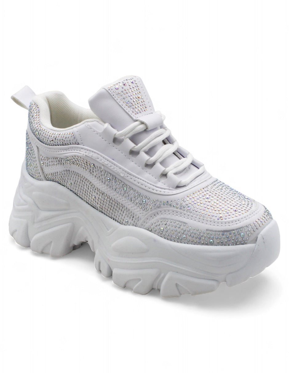 Tenis tipo Deportivo Exterior Piel Vegana  Color Blanco Para Mujer De RBCOLLECTION