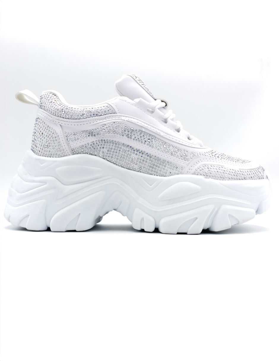 Tenis tipo deportivo   Girly en Piel Vegana  - Blanco