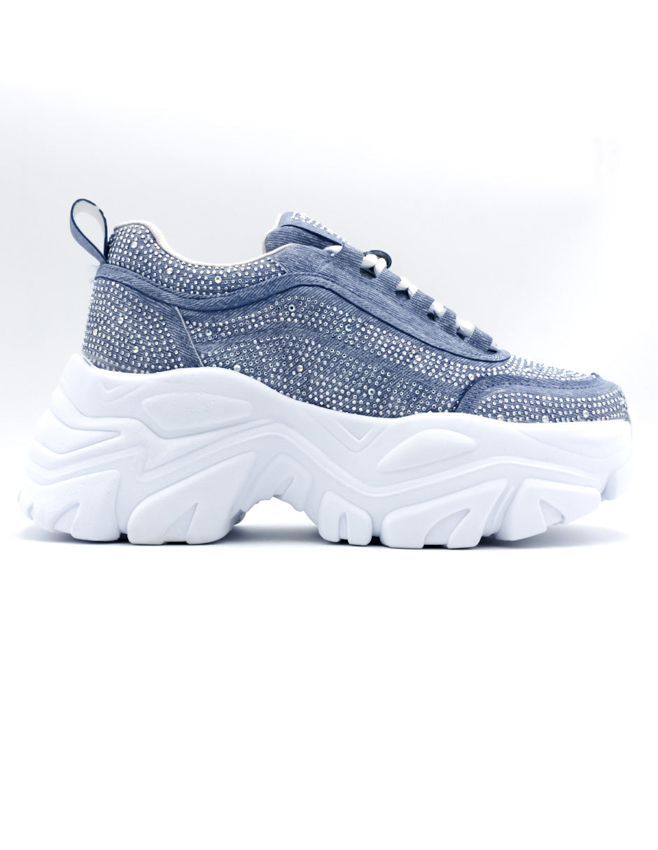 Tenis tipo deportivo   Girly en Piel Vegana  - Azul