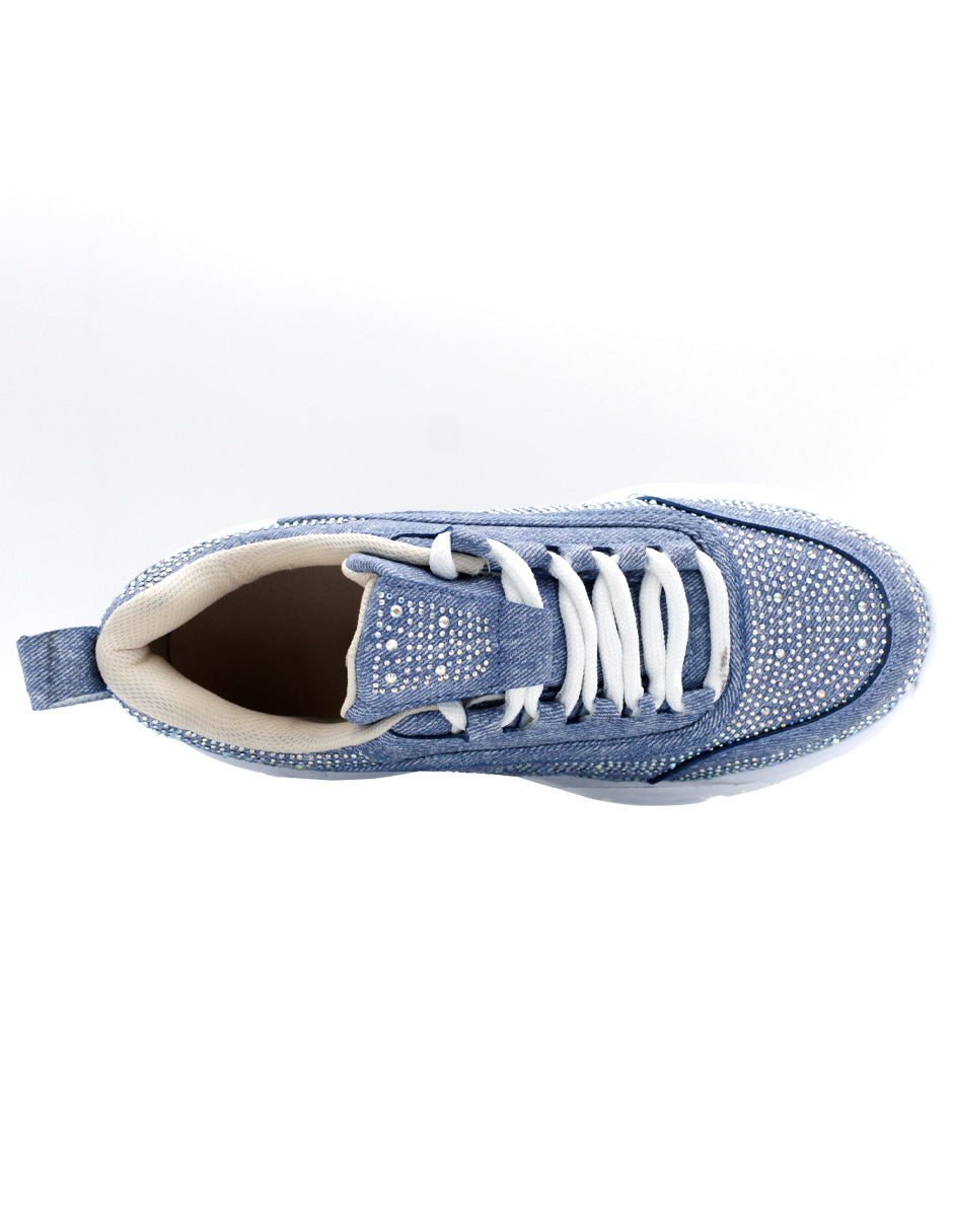 Tenis tipo deportivo   Girly en Piel Vegana  - Azul