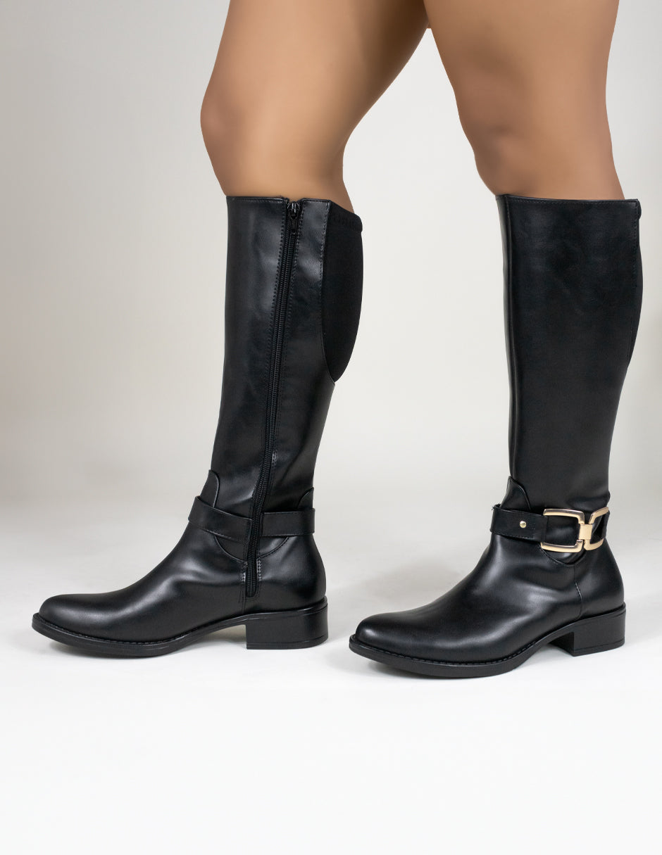 Botas Altas Hillié en Piel vegana – Negro
