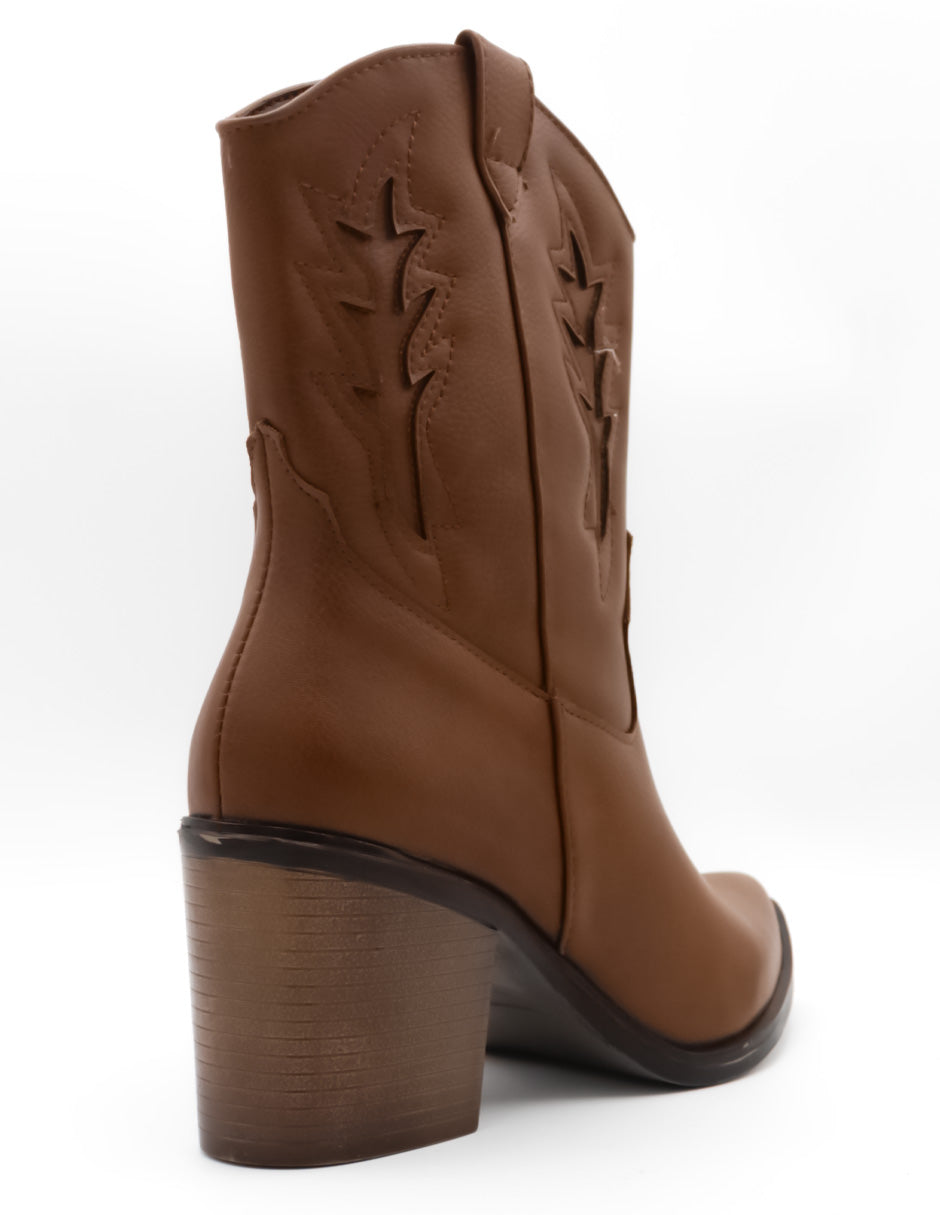 Botas tipo Western West en Piel Vegana - Café