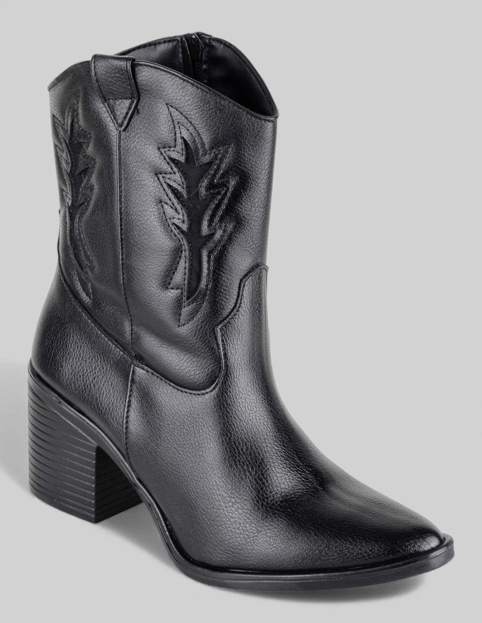 Botas tipo Western West en Piel Vegana - Negro