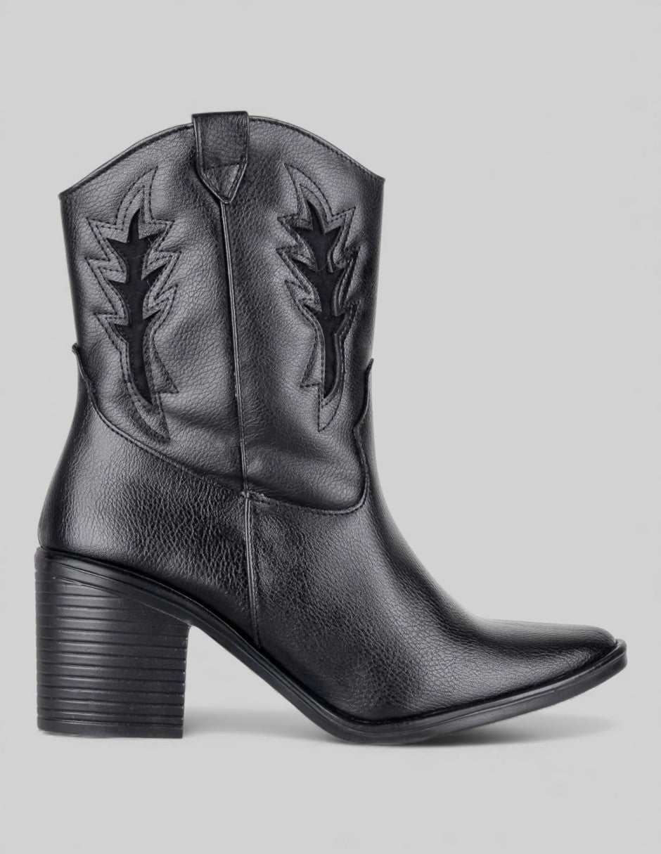 Botas tipo Western West en Piel Vegana - Negro