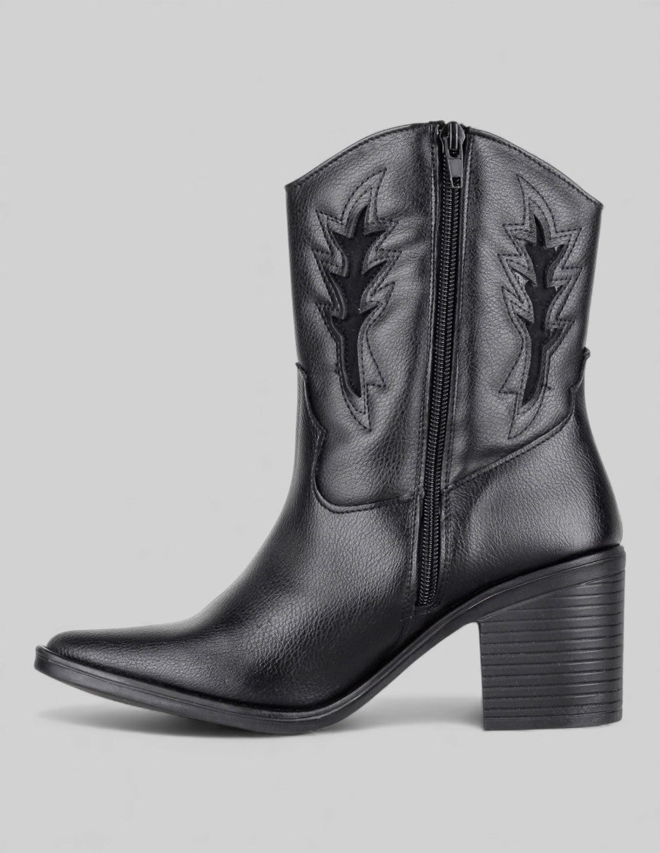Botas tipo Western West en Piel Vegana - Negro