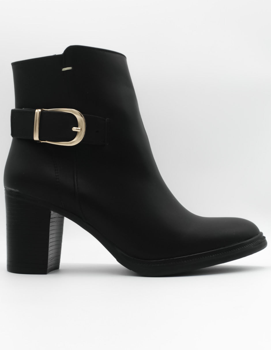 Botín con Tacón  en Piel Vegana - Negro