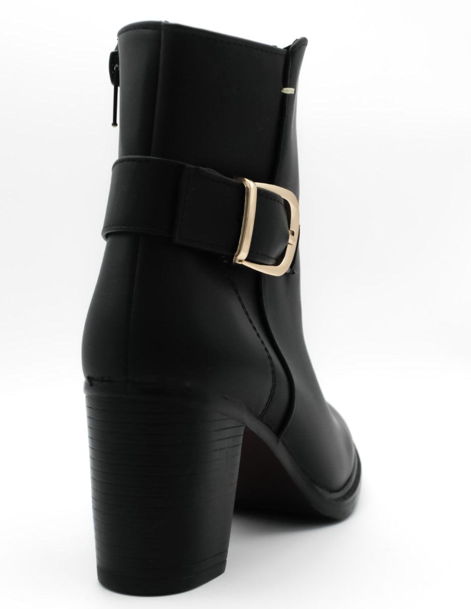 Botín con Tacón  en Piel Vegana - Negro