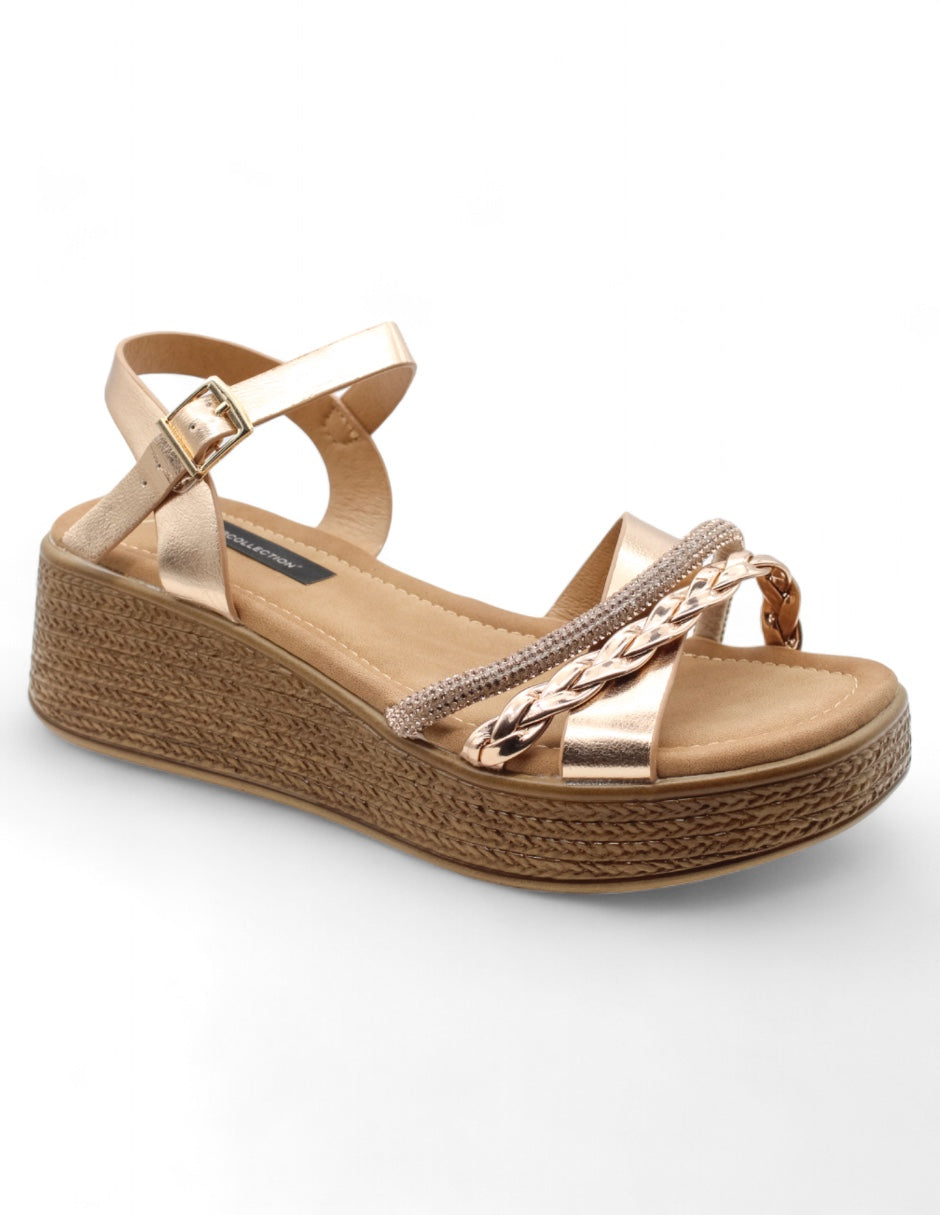 Sandalias con plataforma Exterior Piel vegana Color Café Para Mujer De RBCOLLECTION