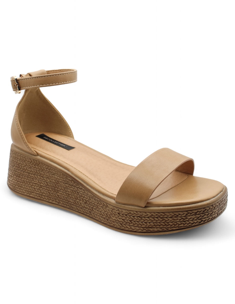 Sandalias con plataforma Exterior Piel vegana Color Beige Para Mujer De RBCOLLECTION