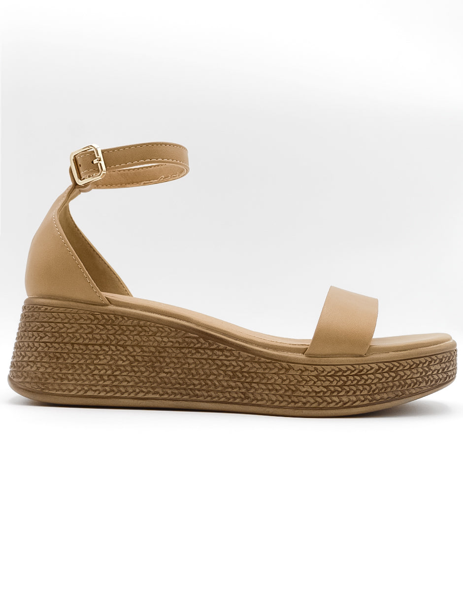 Sandalias con plataforma en Piel vegana - Beige