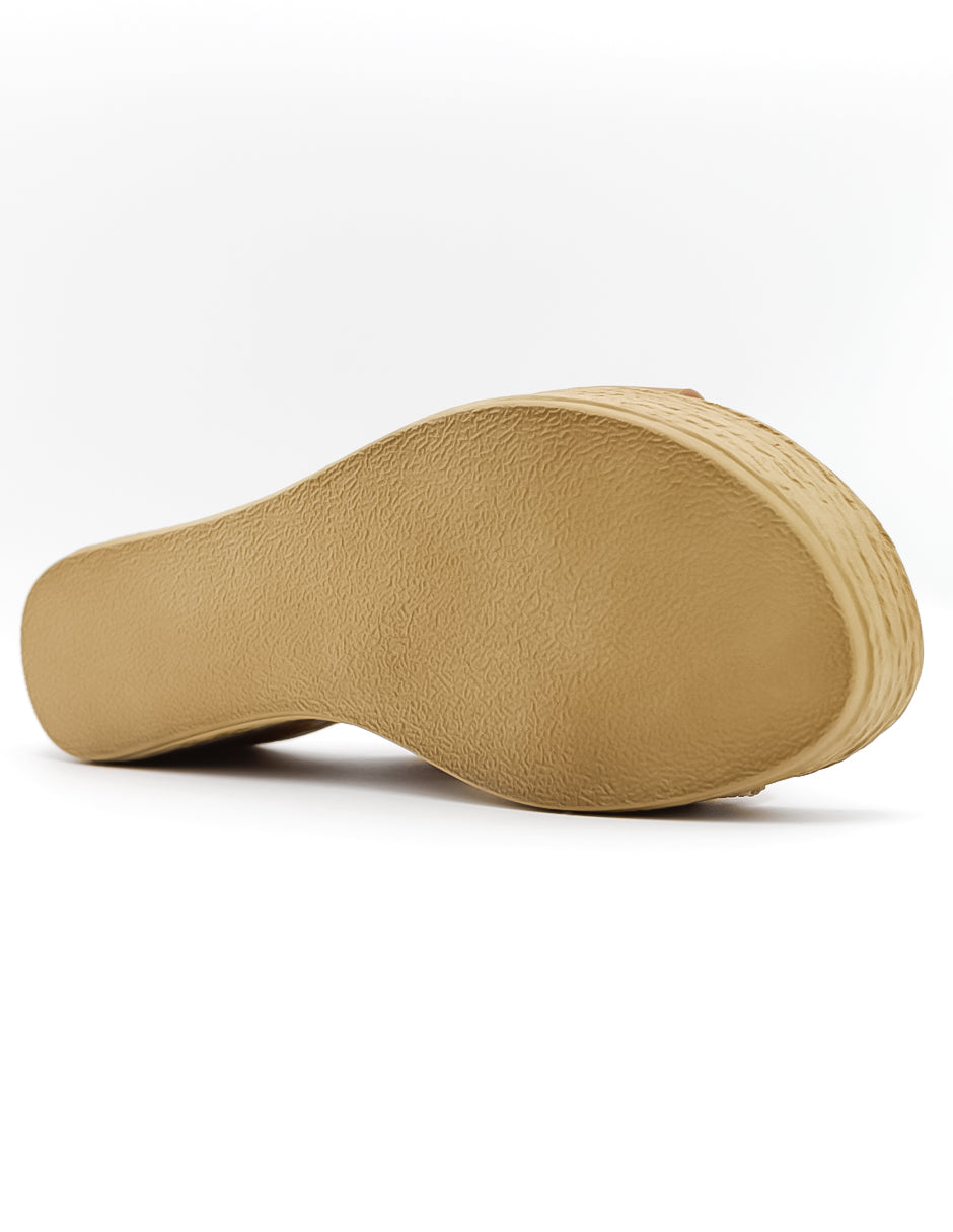 Sandalias con plataforma  en Piel vegana – Café