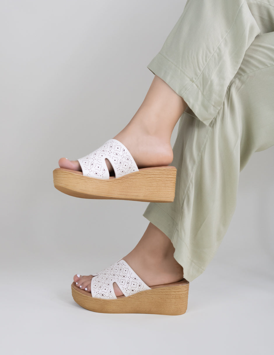 Sandalias con plataforma  en Piel vegana – Blanco