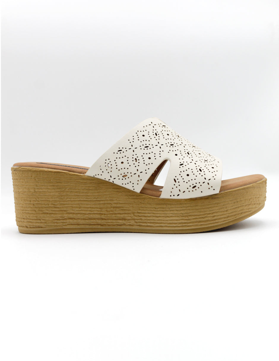 Sandalias con plataforma  en Piel vegana – Blanco