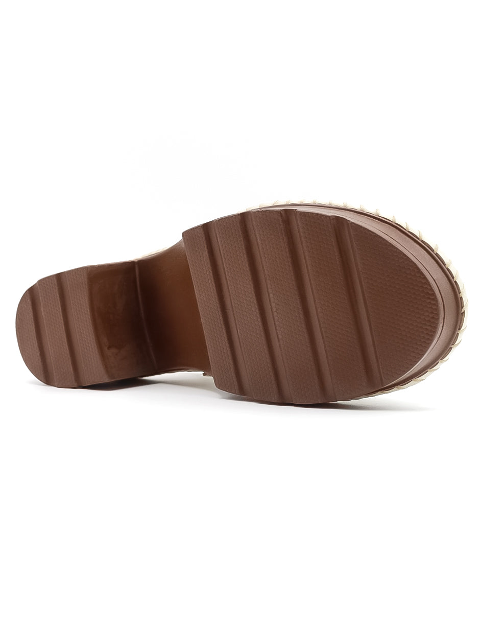 Sandalia con tacón  en Piel – Blanco