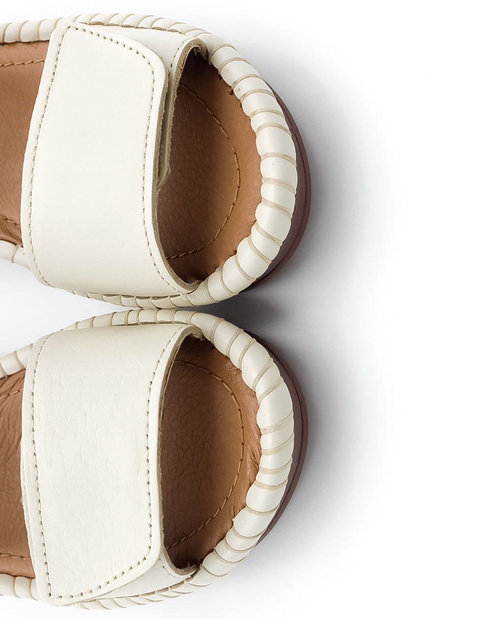 Sandalia con tacón  en Piel – Blanco