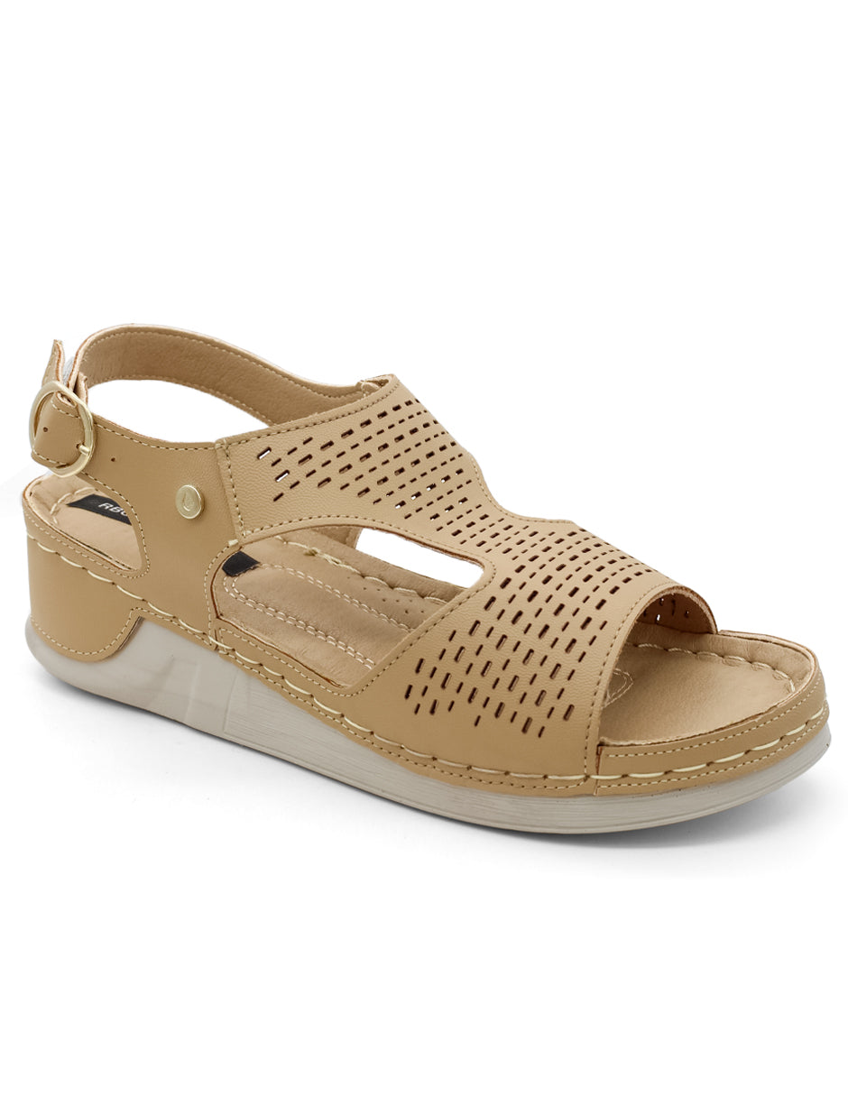 Sandalias con plataforma Exterior Piel vegana Color Café Para Mujer De RBCOLLECTION