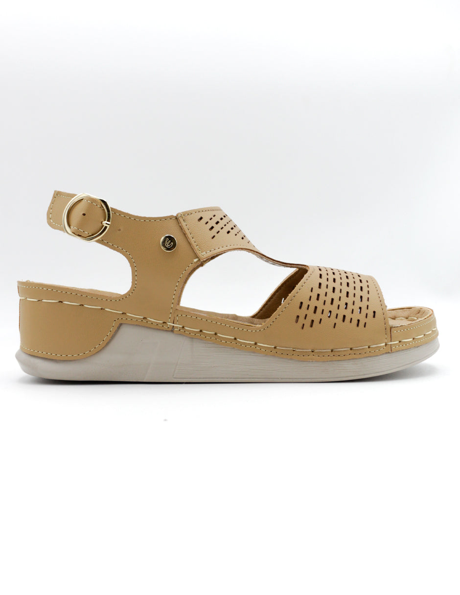 Sandalias con plataforma Hand made en Piel vegana – Café