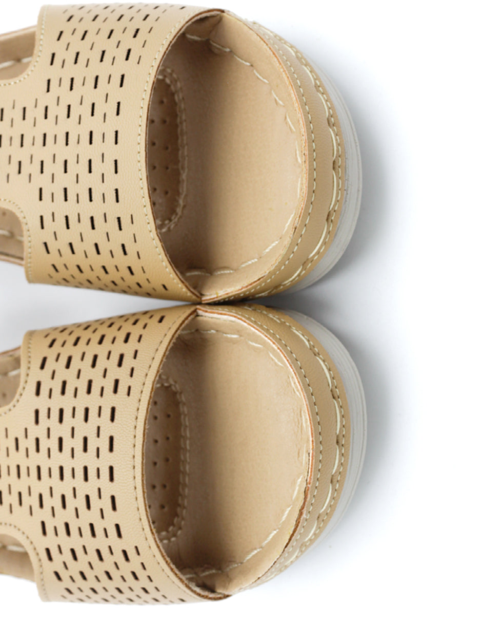 Sandalias con plataforma Hand made en Piel vegana – Café