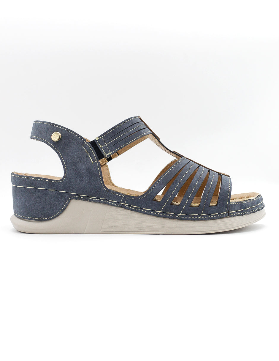 Sandalias con plataforma Hand made en Piel vegana – Azul
