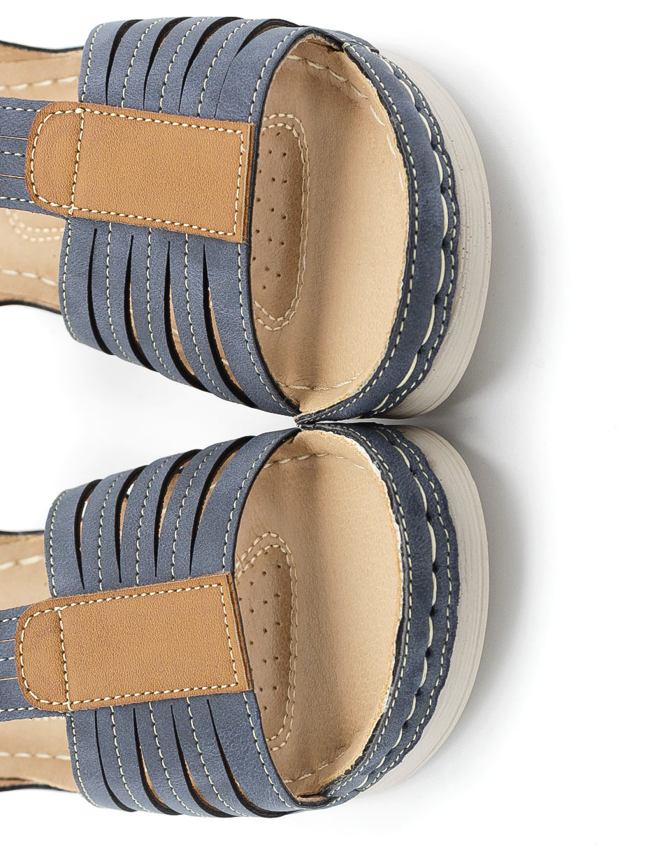 Sandalias con plataforma Hand made en Piel vegana – Azul