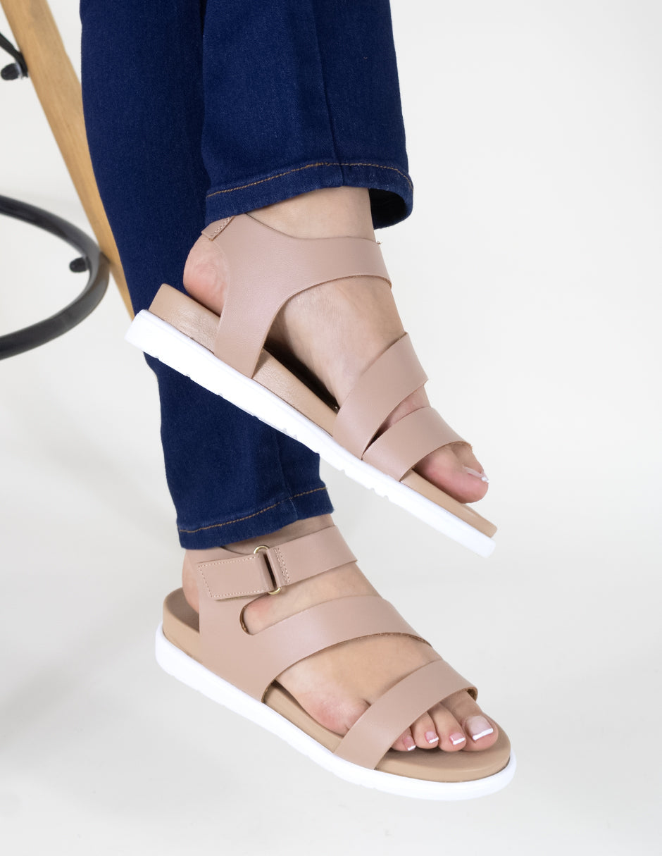 Sandalias de piso  en Piel Vegana - Beige