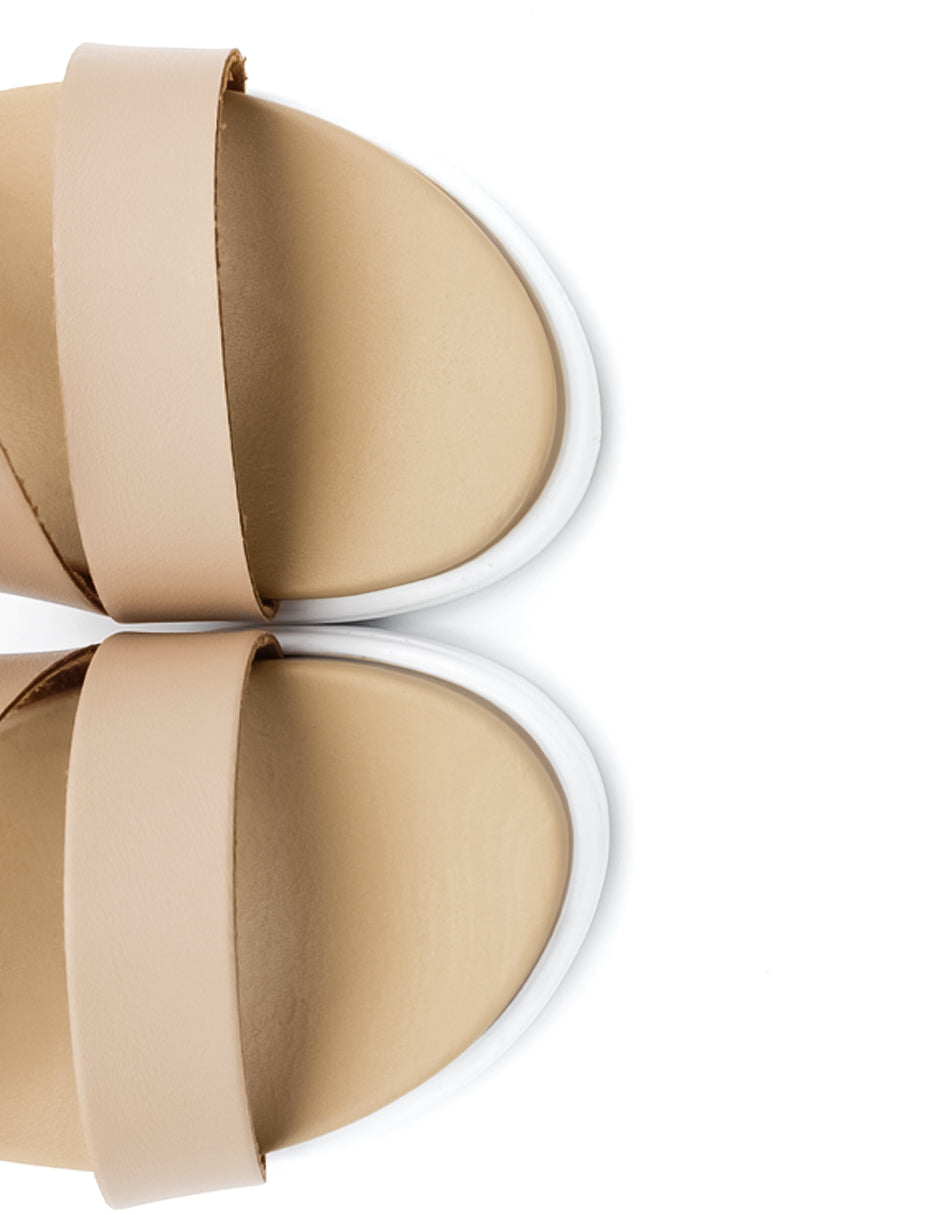 Sandalias de piso  en Piel Vegana - Beige