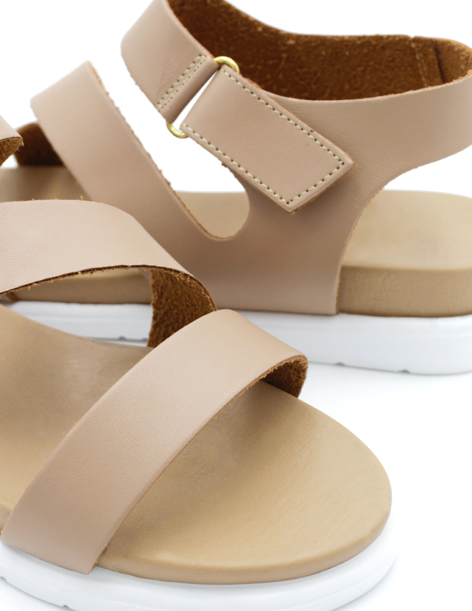 Sandalias de piso  en Piel Vegana - Beige
