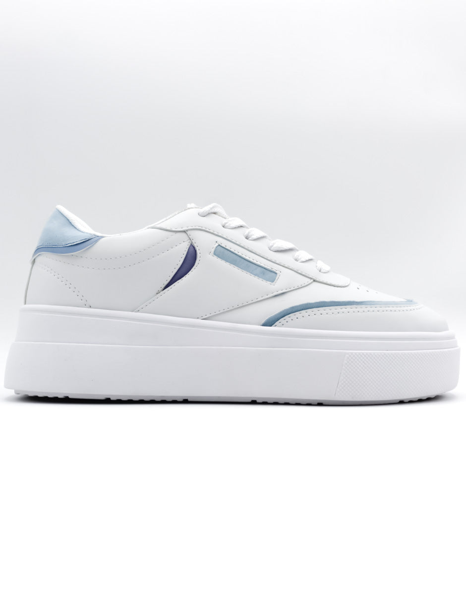 Tenis con Cordones  MQ en Piel Vegana  - Blanco